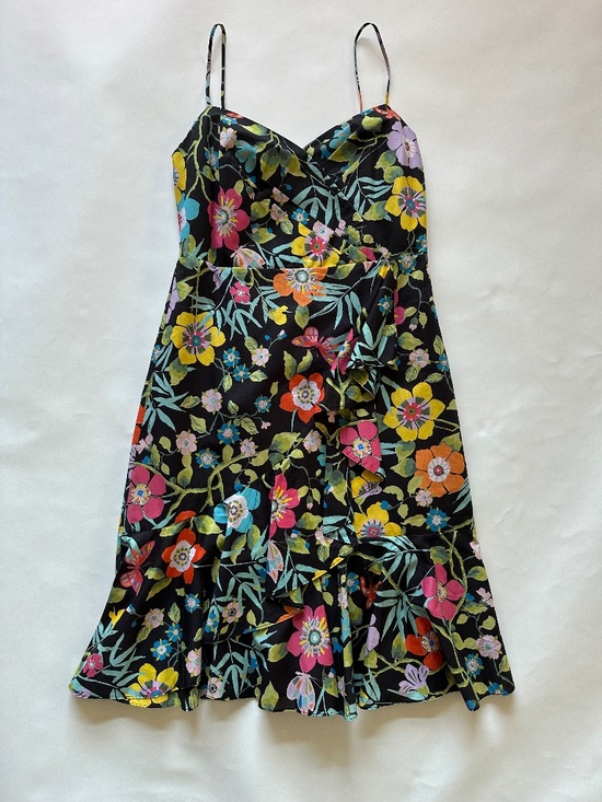 J.Crew X Liberty Pavilion Black Floral Ruffle Dress SZ 6 NWT - Picture 1 of 4